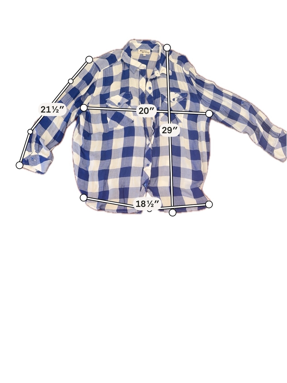Women's Blue & White Check Button-Down Shirt - Classic Plaid - Picture 4 of 5